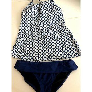 FIYOTE Women Coastal Geo Print Banded Tankini Top